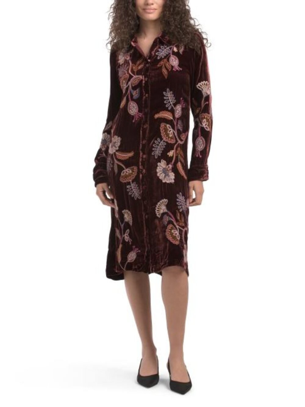 JOHNNY WAS Velvet Shirt Dress